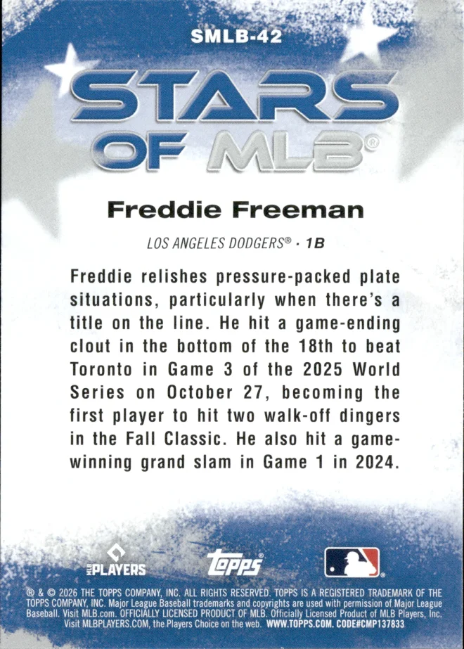 Freddie Freeman card back
