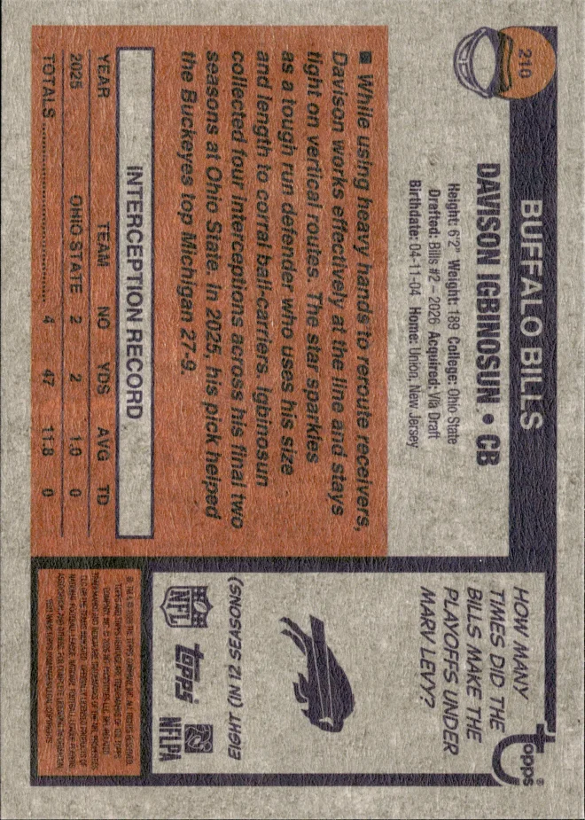 Davison Igbinosun card back