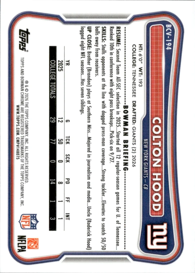 Colton Hood card back