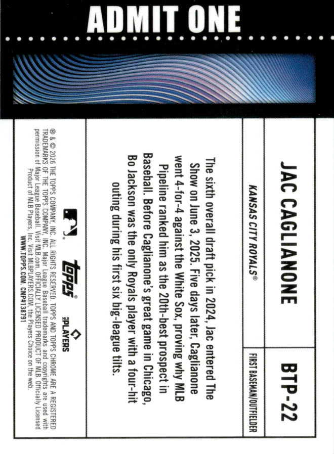 Jac Caglianone card back