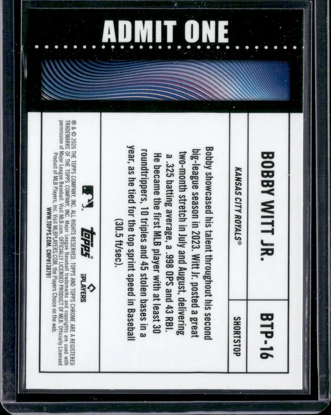 Bobby Witt Jr. card back