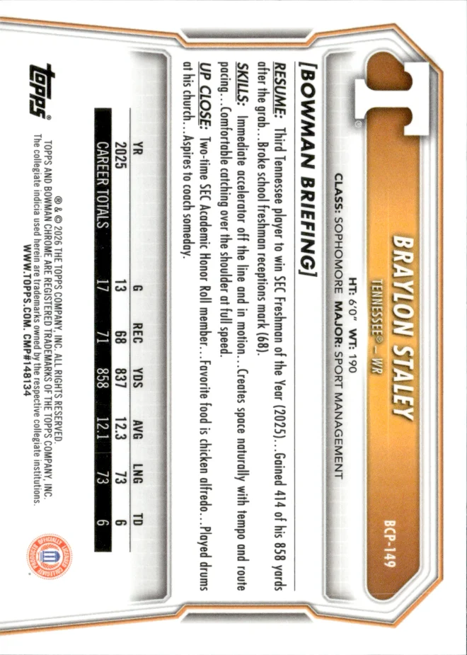 Braylon Staley card back