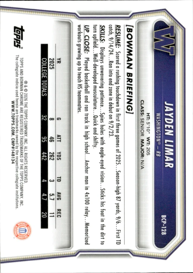 Jayden Limar card back
