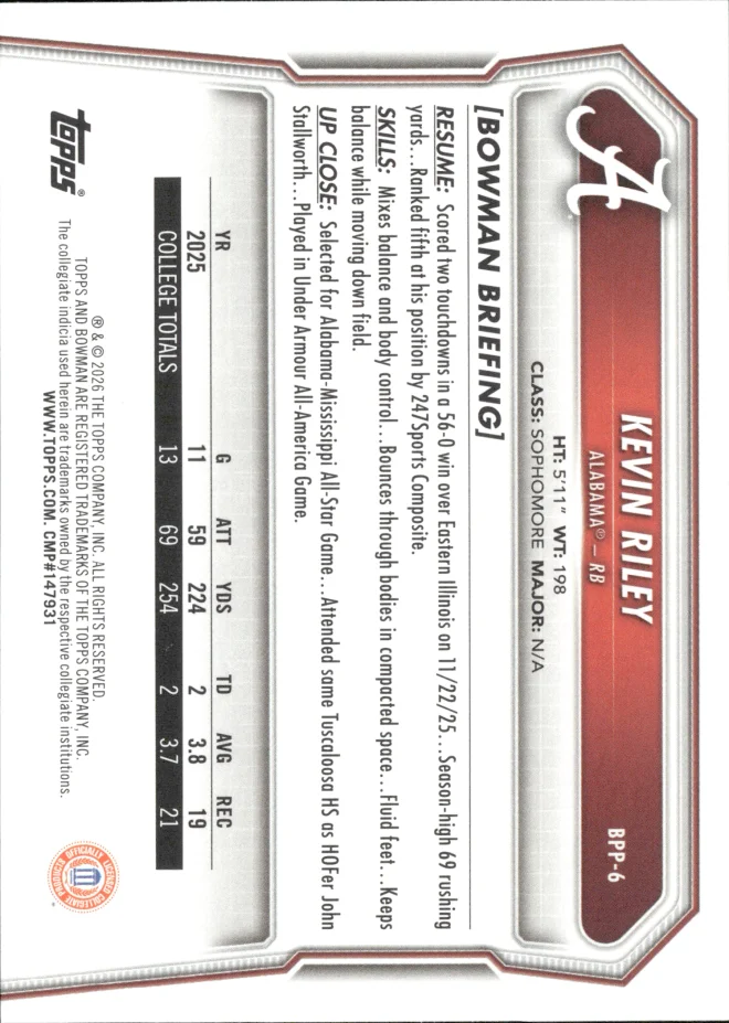 Kevin Riley card back