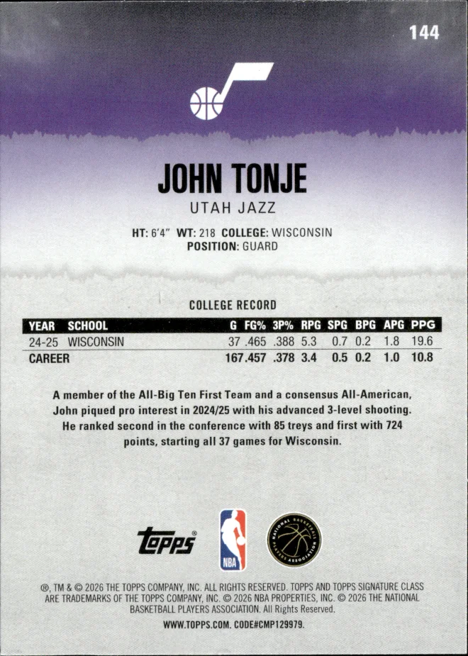 John Tonje card back