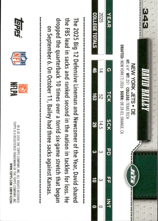 David Bailey card back
