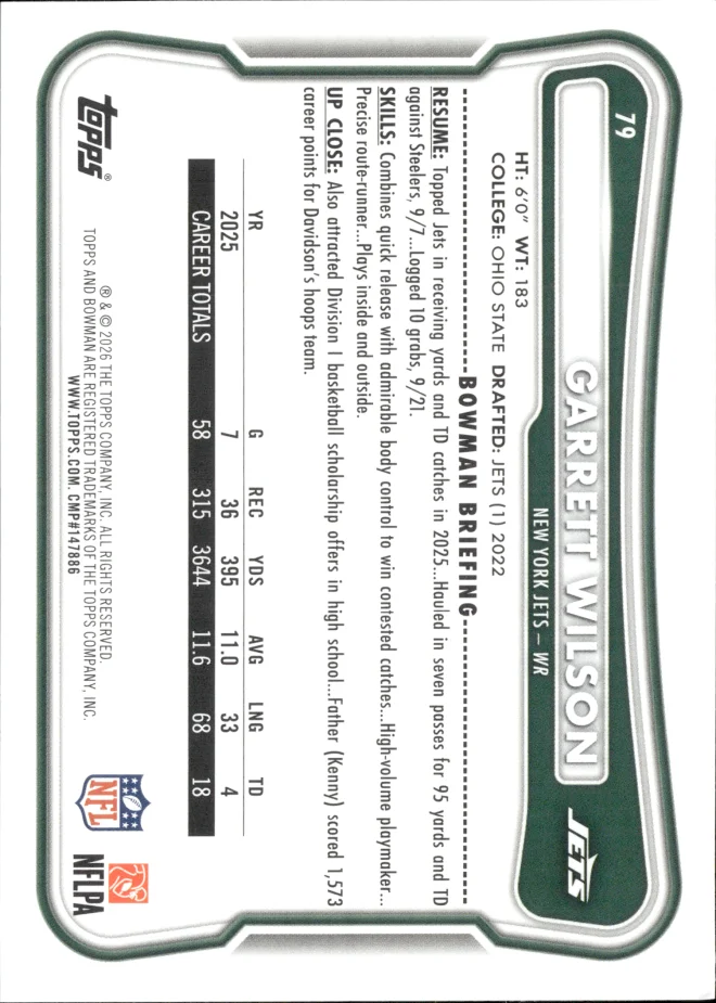Garrett Wilson card back