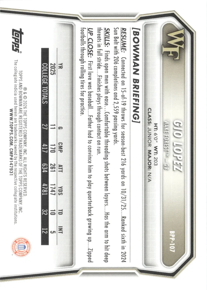 Gio Lopez card back