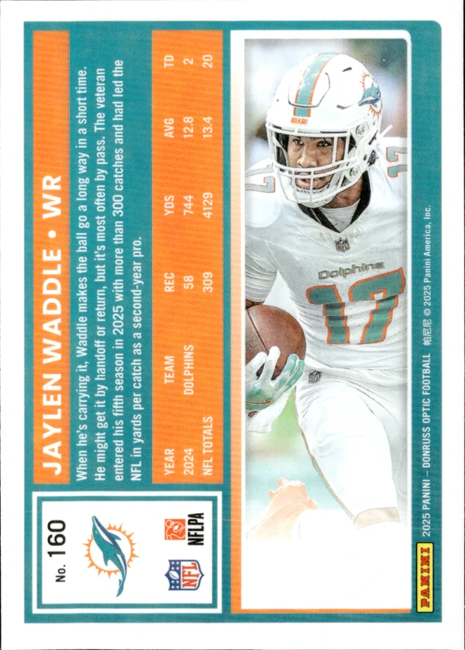 Jaylen Waddle card back