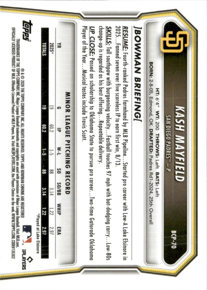 Kash Mayfield card back