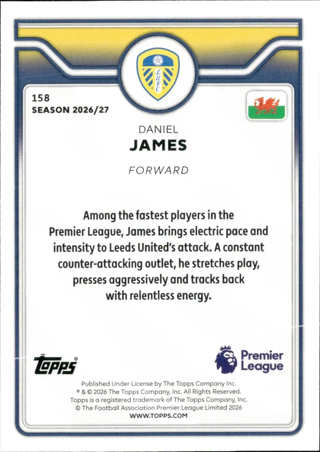 Daniel James card back