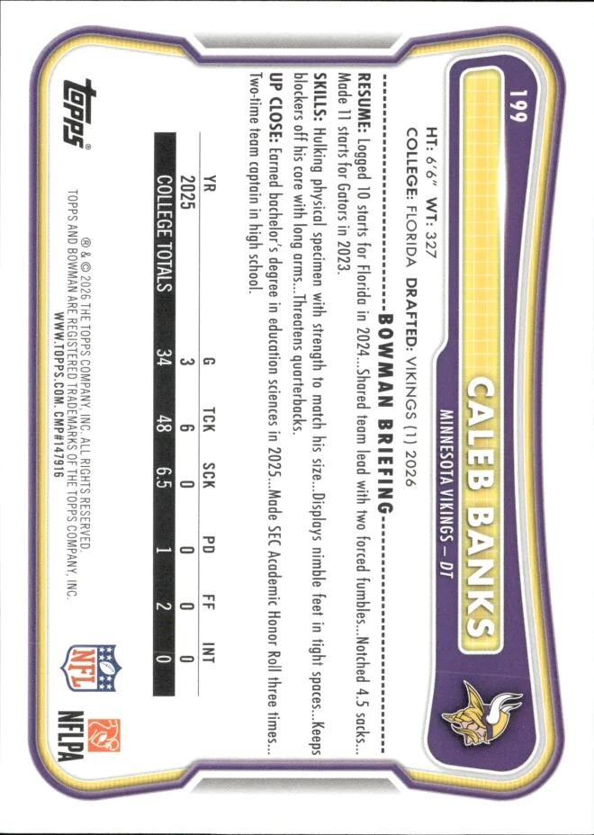 Caleb Banks card back