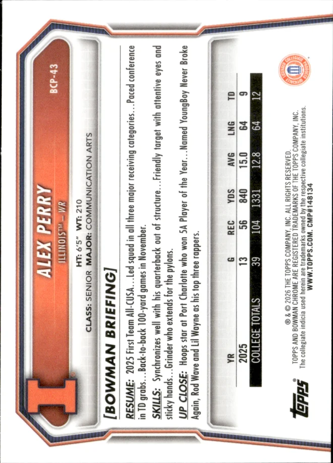 Alex Perry card back