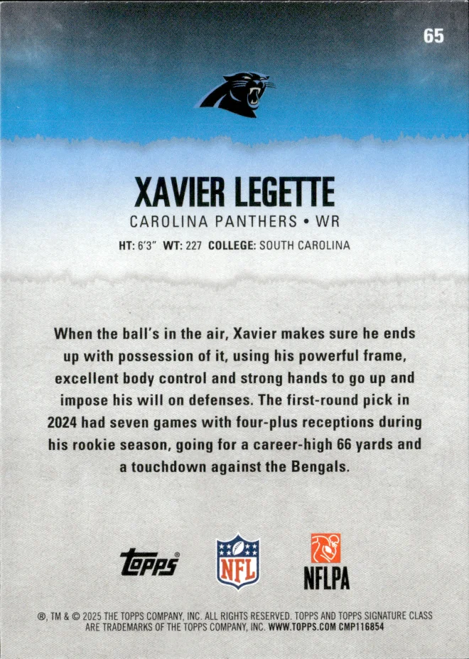 Xavier Legette card back
