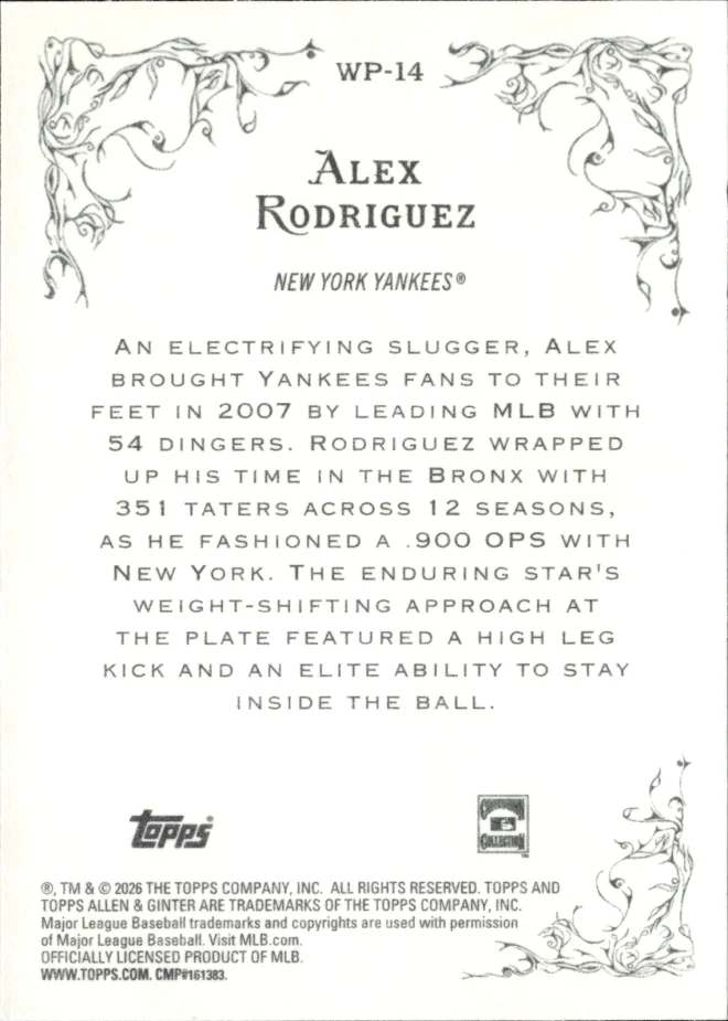 Alex Rodriguez card back