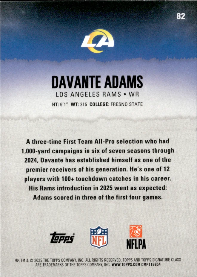Davante Adams card back