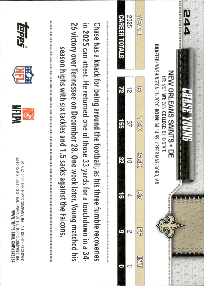 Chase Young card back