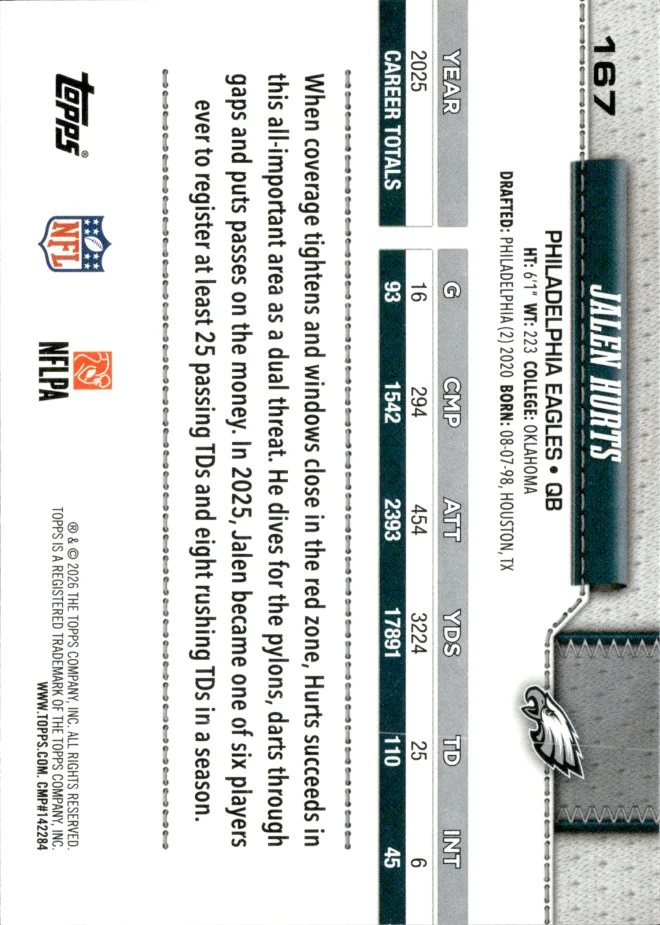 Jalen Hurts card back