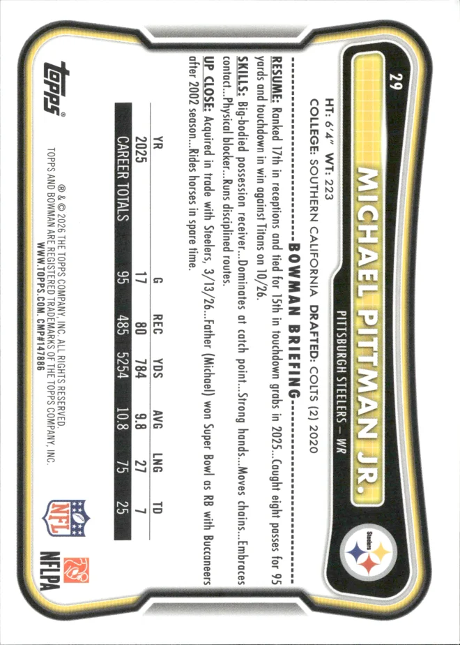 Michael Pittman Jr. card back