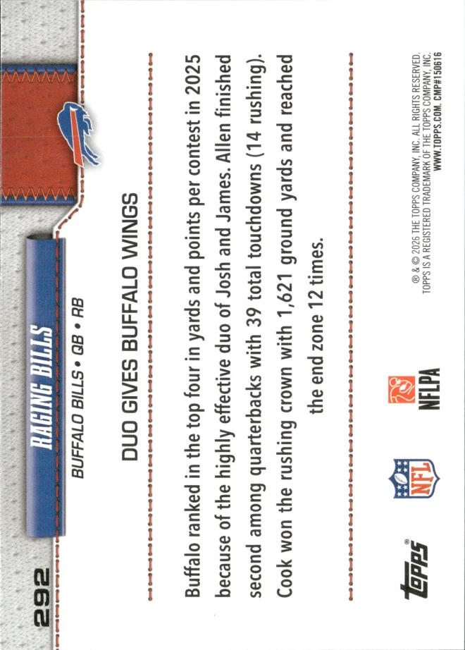 Josh Allen & James Cook card back
