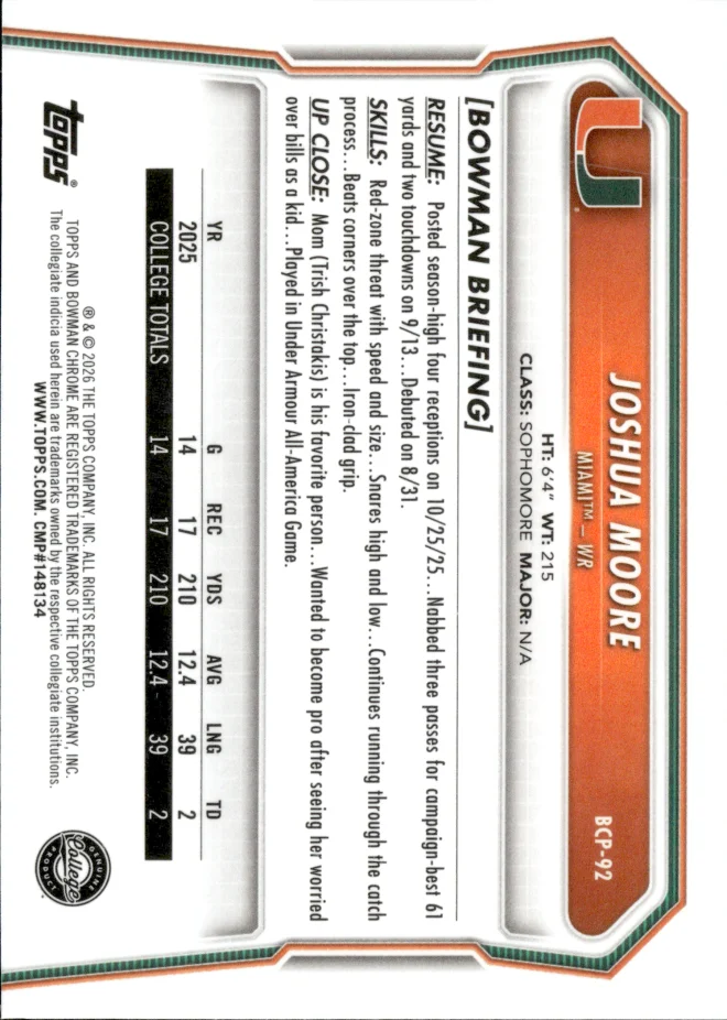 Joshua Moore card back