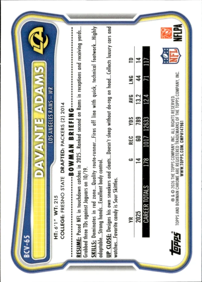 Davante Adams card back
