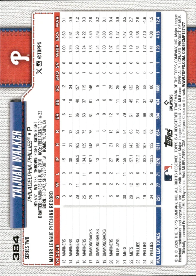 Taijuan Walker card back