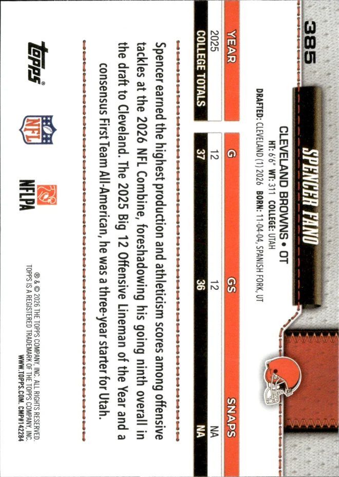 Spencer Fano card back