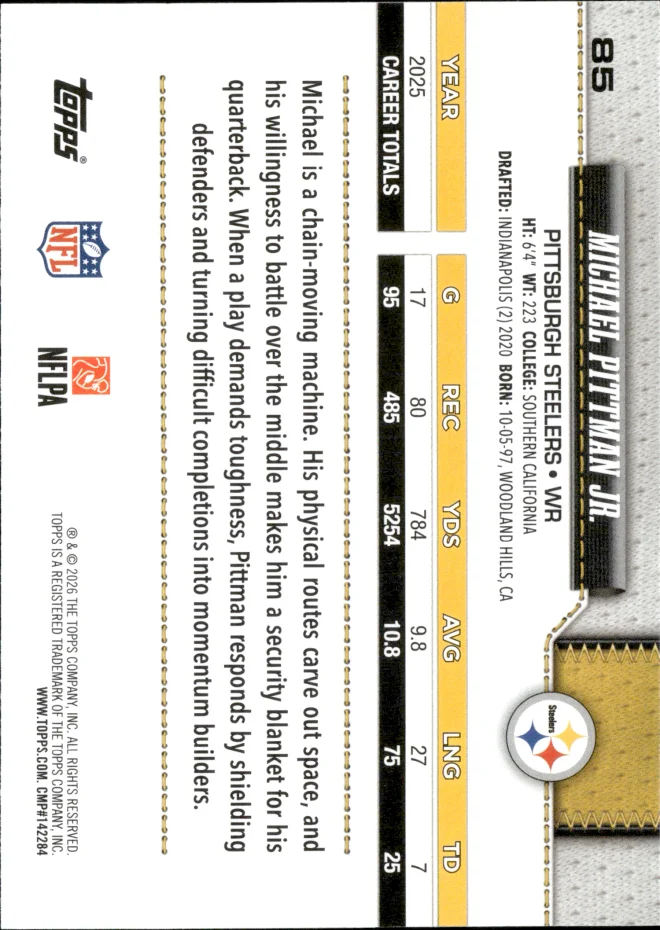 Michael Pittman Jr. card back