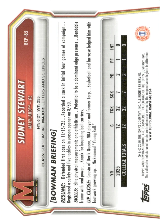 Sidney Stewart card back