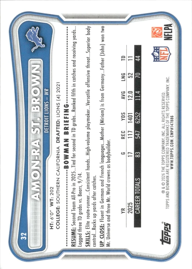 Amon-Ra St. Brown card back