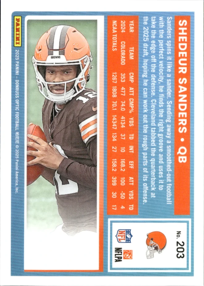 Shedeur Sanders card back