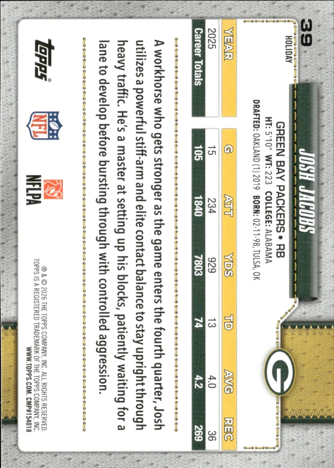 Josh Jacobs card back