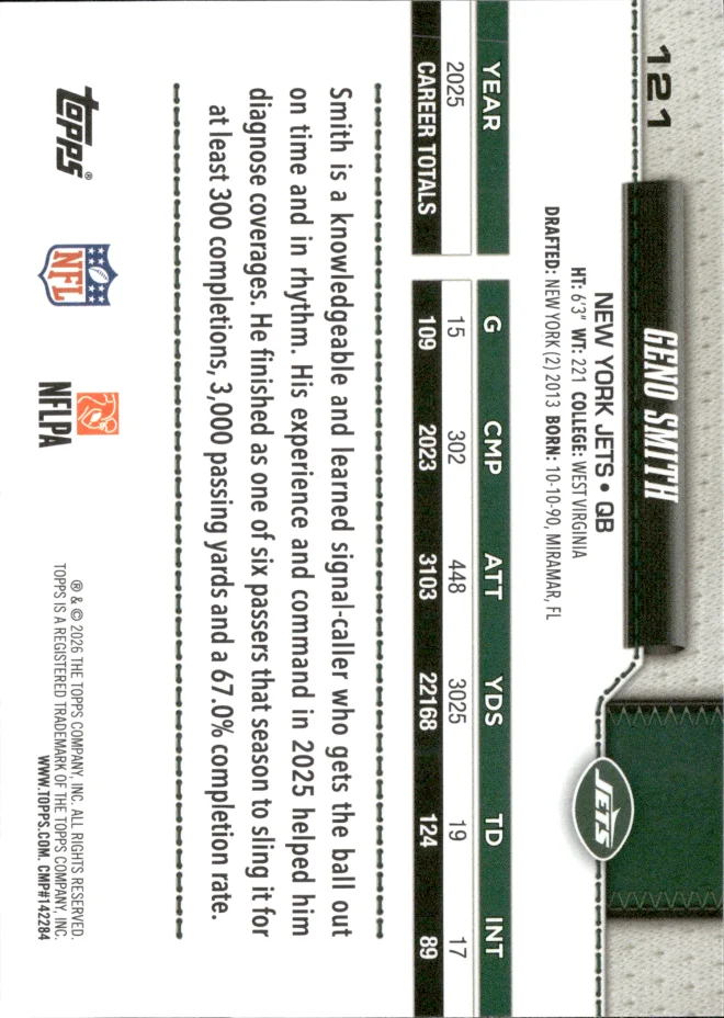 Geno Smith card back