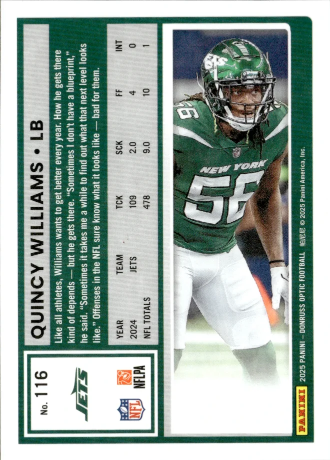 Quincy Williams card back