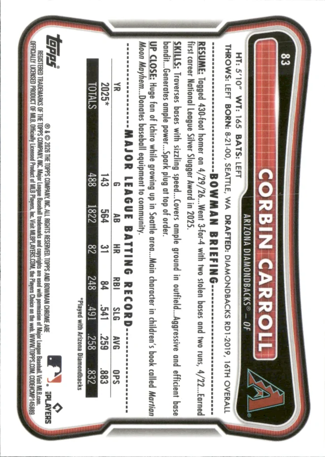 Corbin Carroll card back