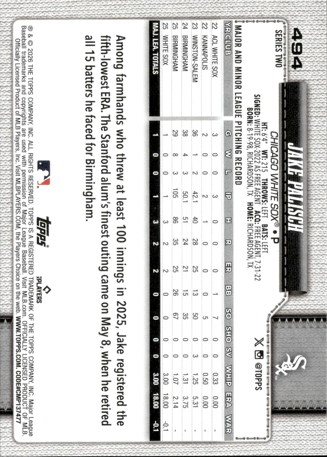 Jake Palisch card back