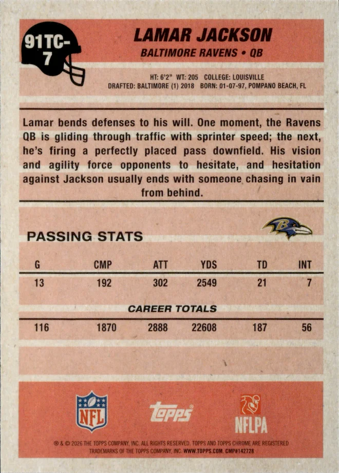 Lamar Jackson card back