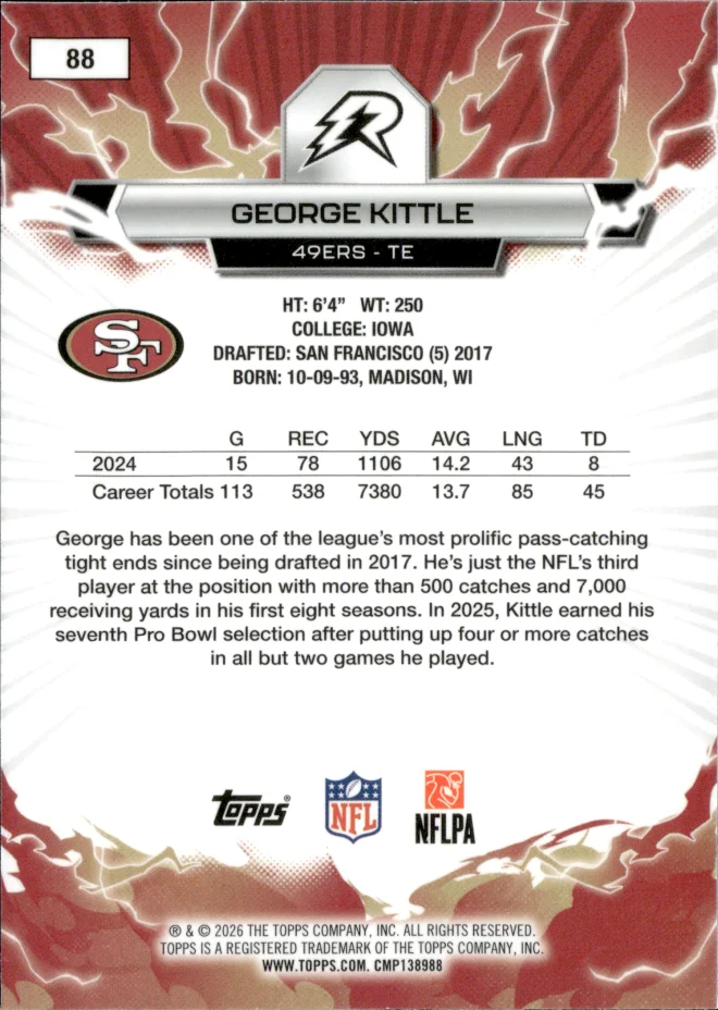 George Kittle card back