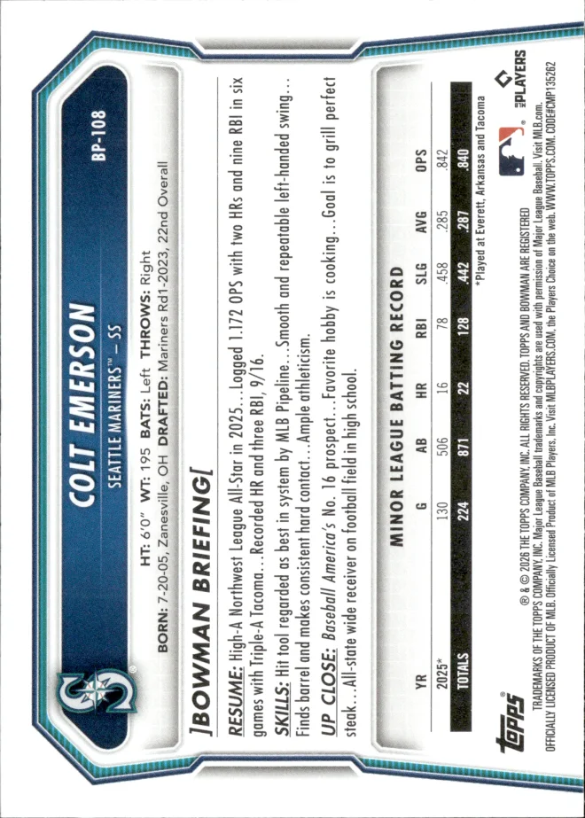 Colt Emerson card back