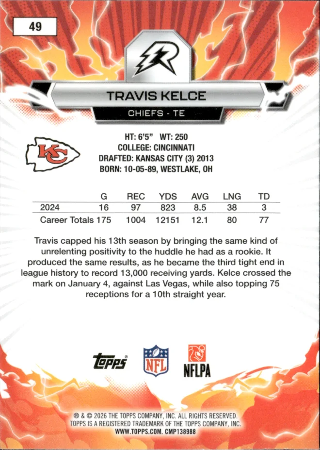 Travis Kelce card back