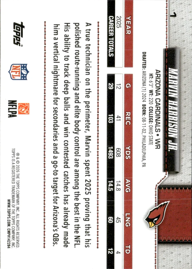Marvin Harrison Jr. card back
