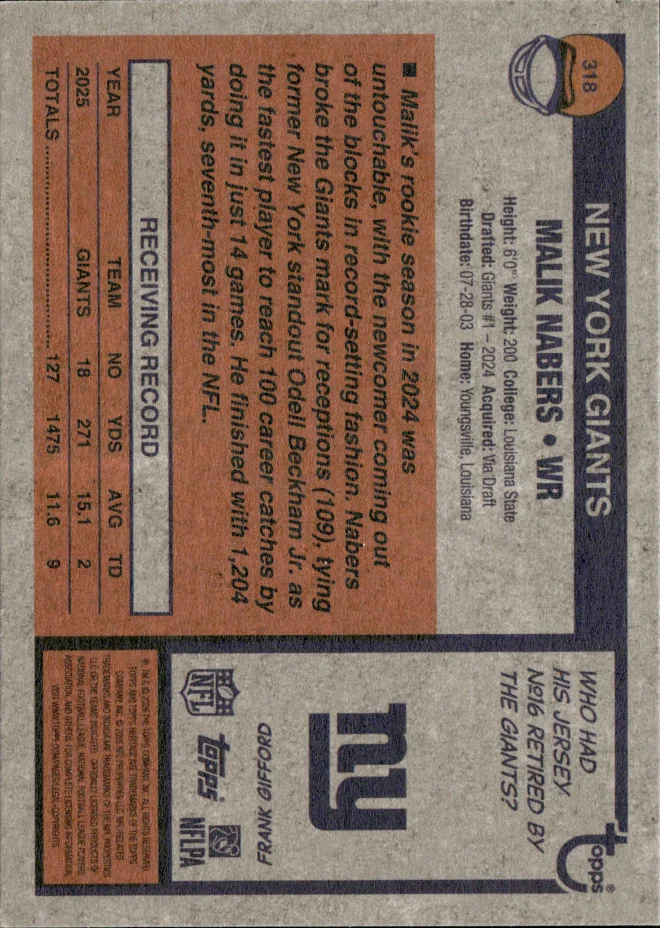 Malik Nabers card back