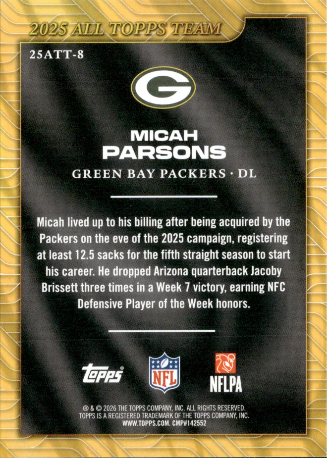 Micah Parsons card back