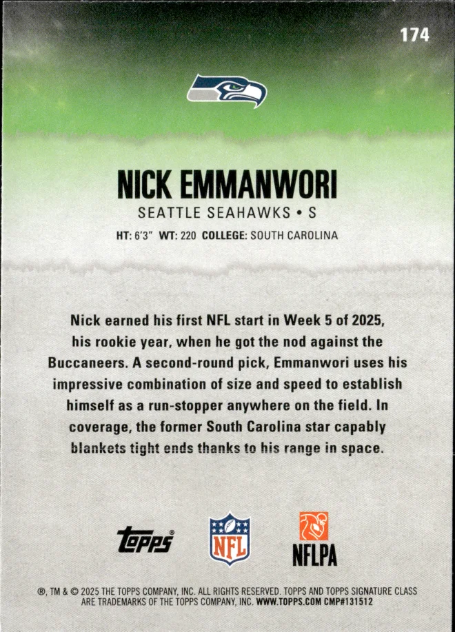 Nick Emmanwori card back