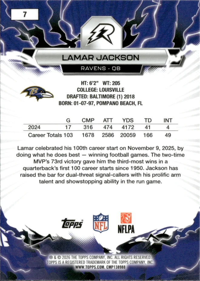 Lamar Jackson card back