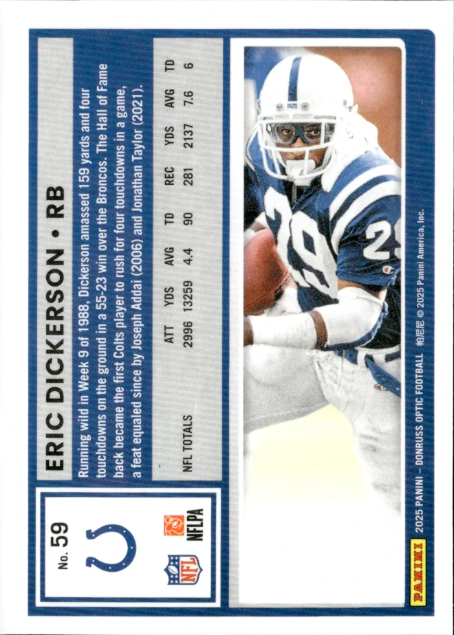 Eric Dickerson card back