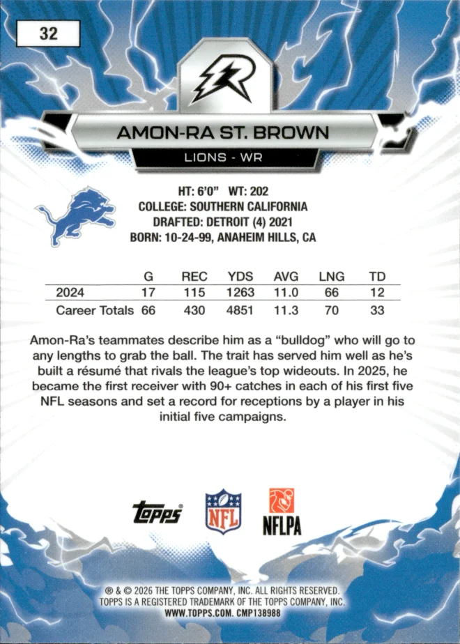 Amon-Ra St. Brown card back