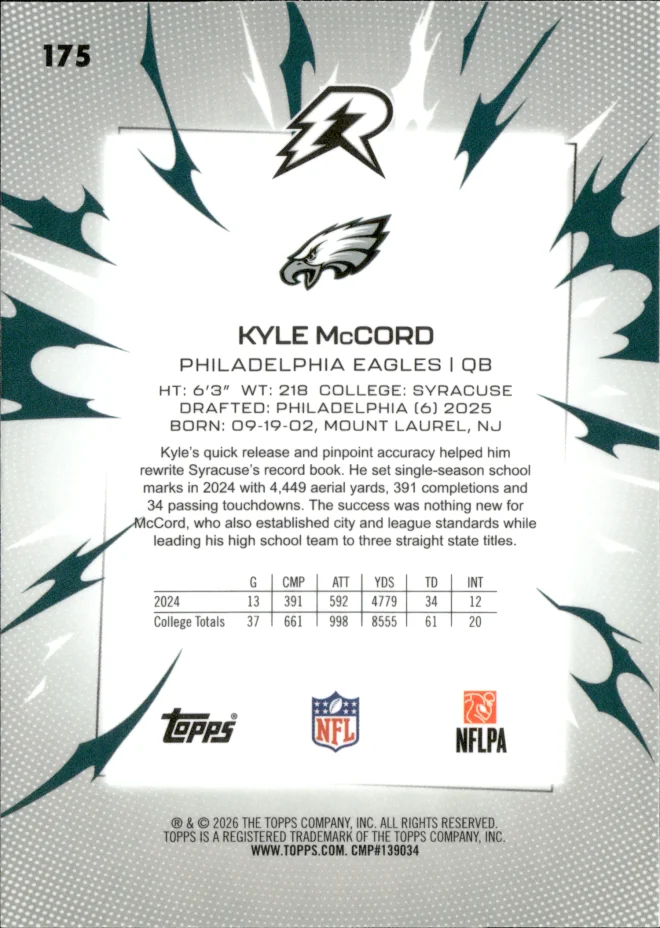 Kyle McCord card back