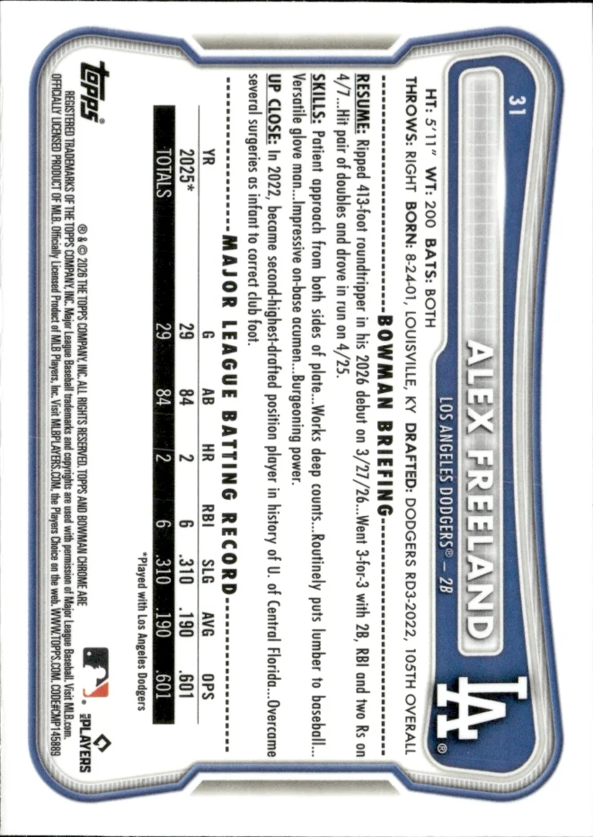 Alex Freeland card back